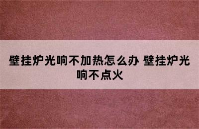 壁挂炉光响不加热怎么办 壁挂炉光响不点火